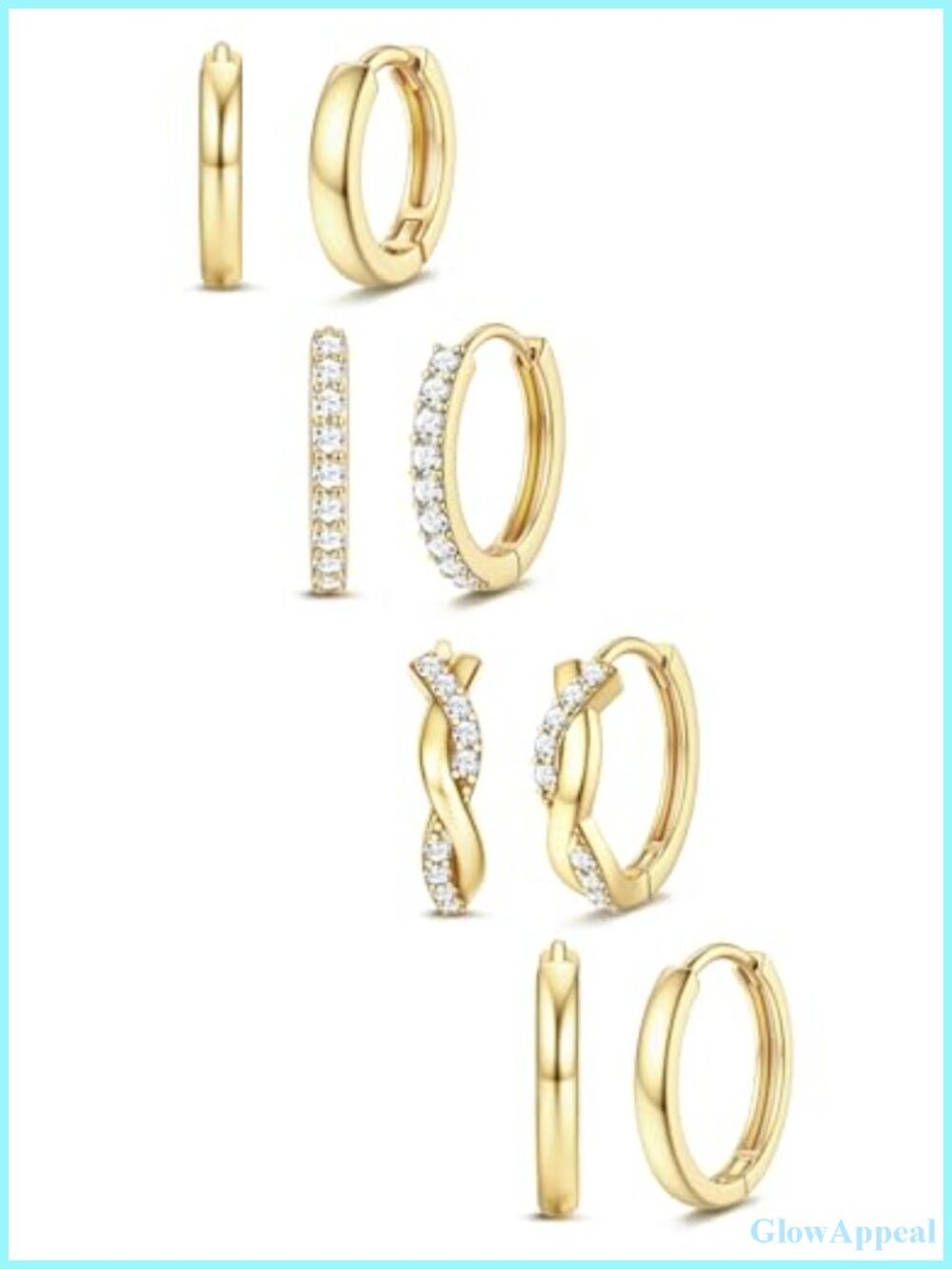 14K Gold Plated Small Hoop Earrings Hypoallergenic Huggies Set